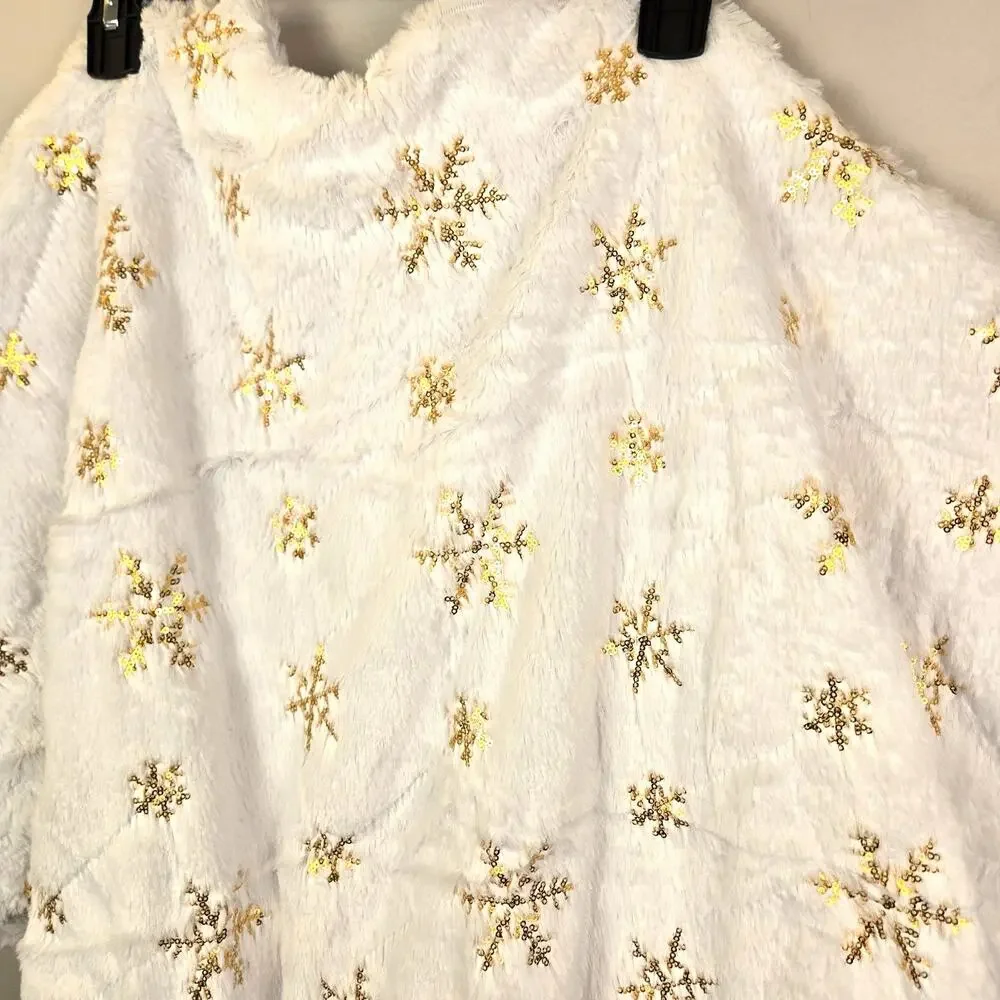 Christmas Tree Skirt White Gold Faux Fur 21